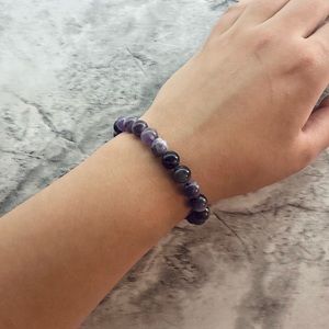 Amethyst Stone Stretchy Bracelet - 8 mm